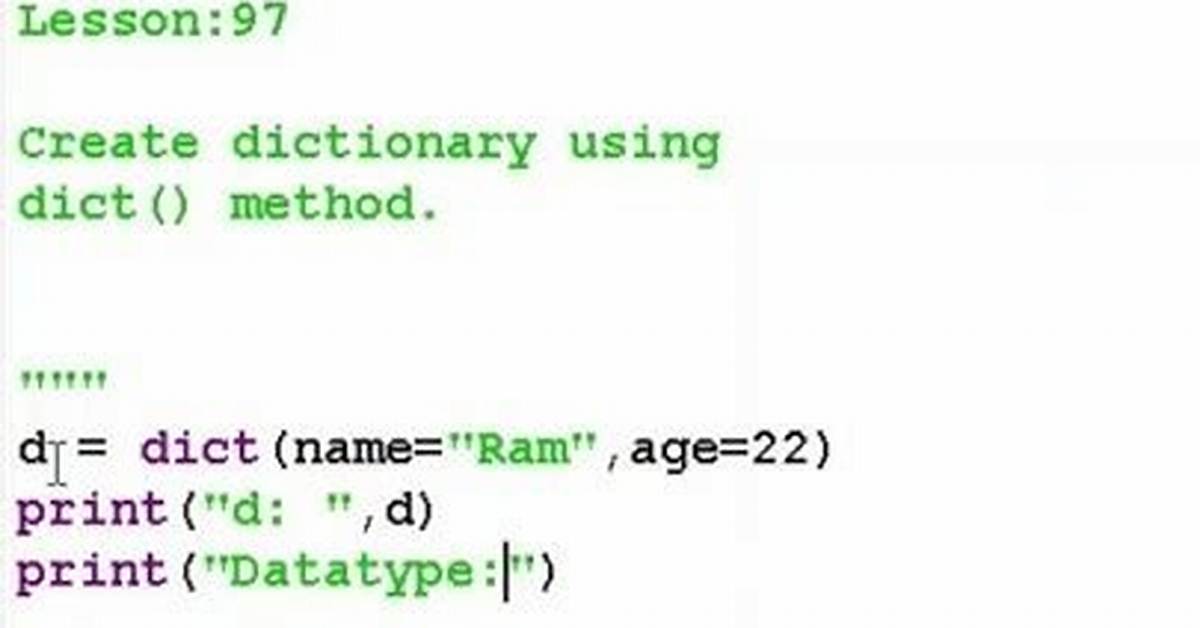 Python: Create Dictionary Using Dict() with Integer Keys?