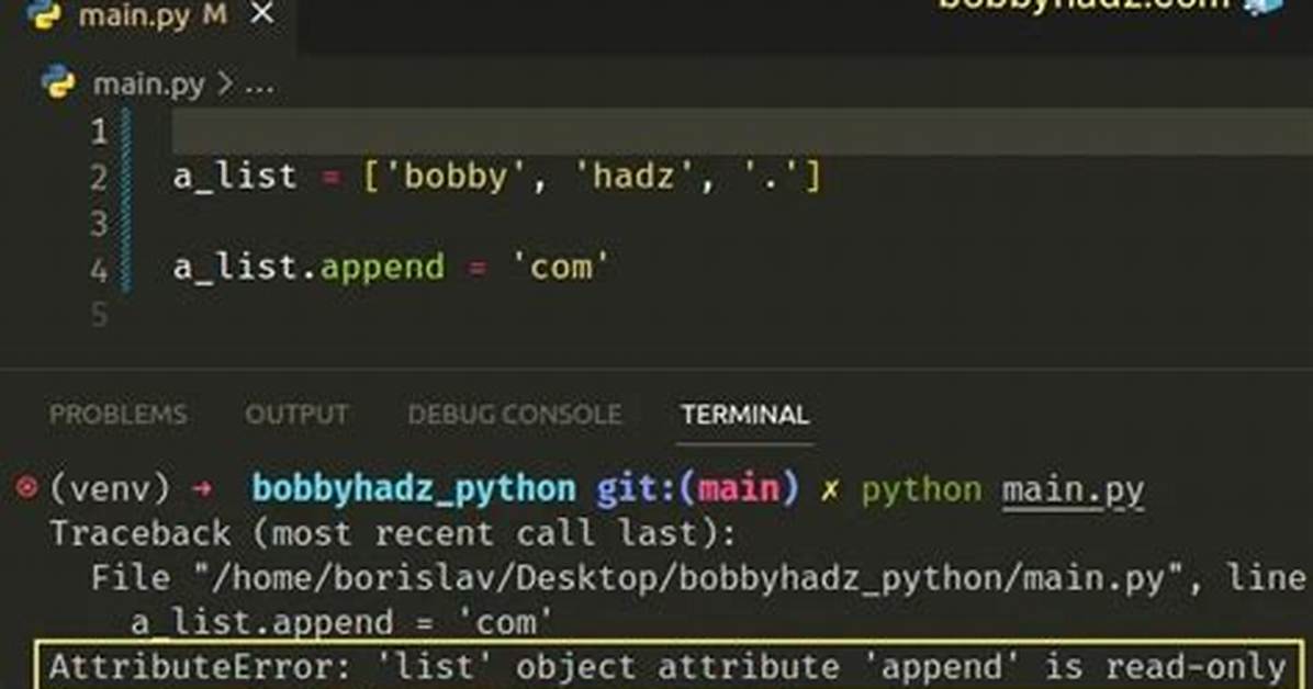 Python List Object Attribute 'Append' Is Read-Only