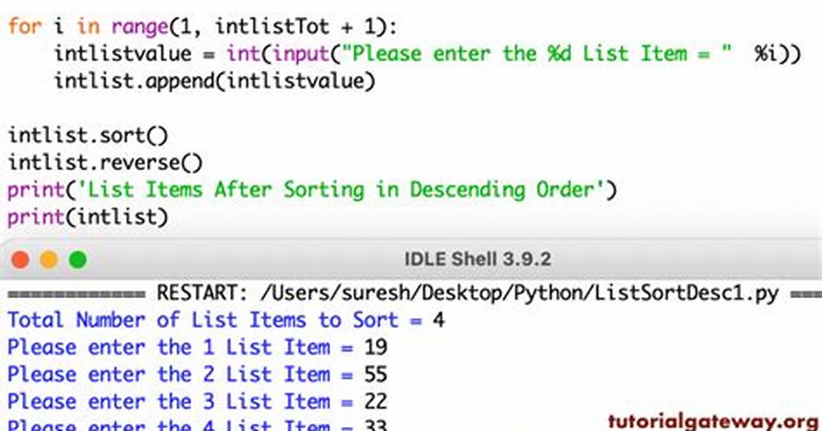 Python List Sort in Descending Order