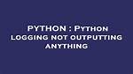 Python Logging Not Outputting Anything