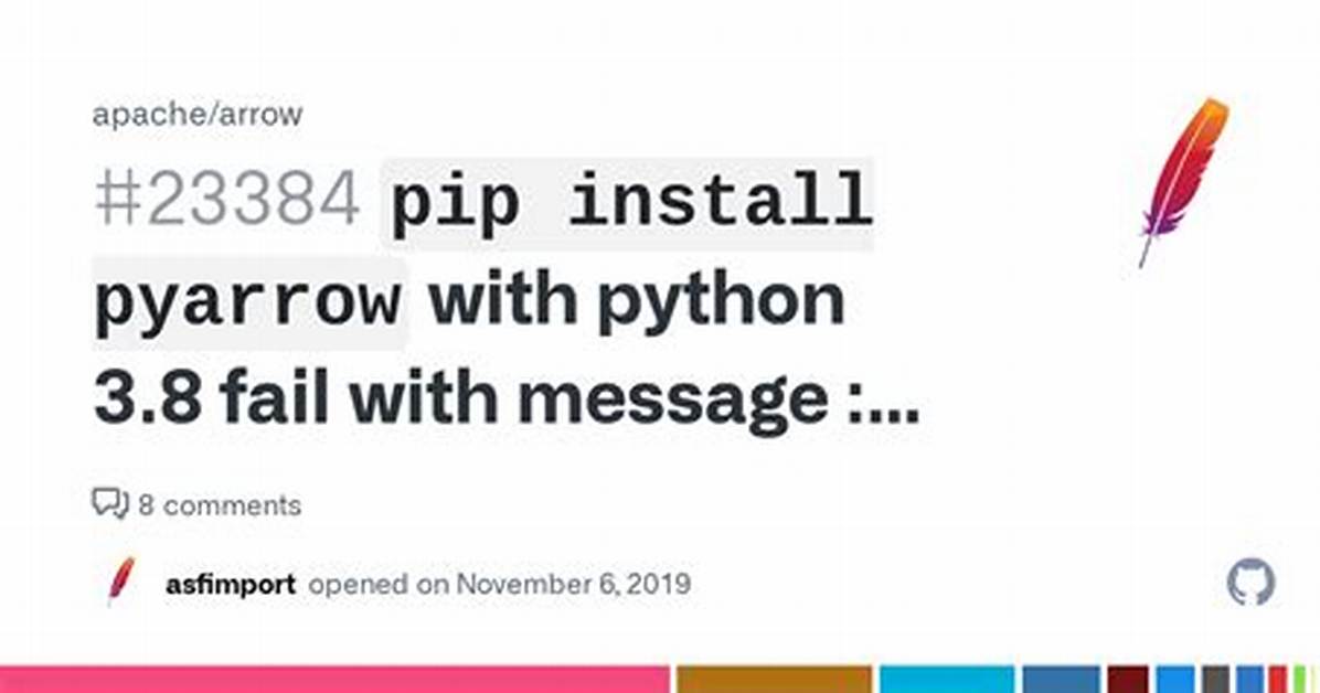 Python Pip Install Pyarrow Error, Unable to Execute 'Cmake'