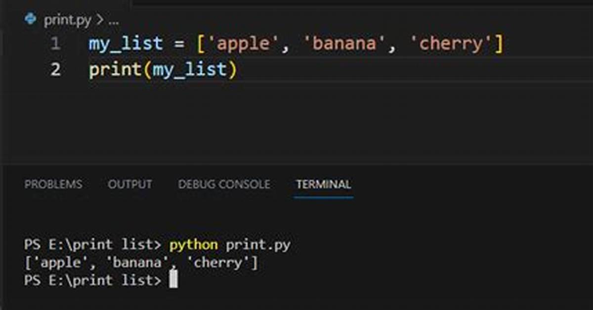 Python: Print I for I in List