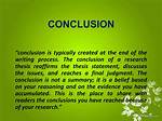 Reached a Conclusion