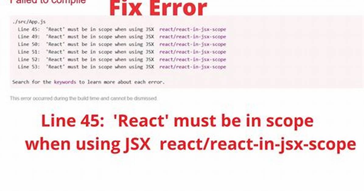 'React' Must Be in Scope When Using Jsx React/React-in-Jsx-Scope?