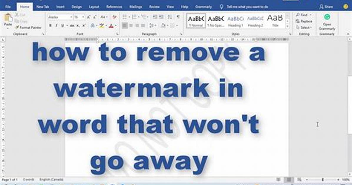 Remove Draft Watermark Word