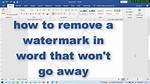 Remove Draft Watermark Word