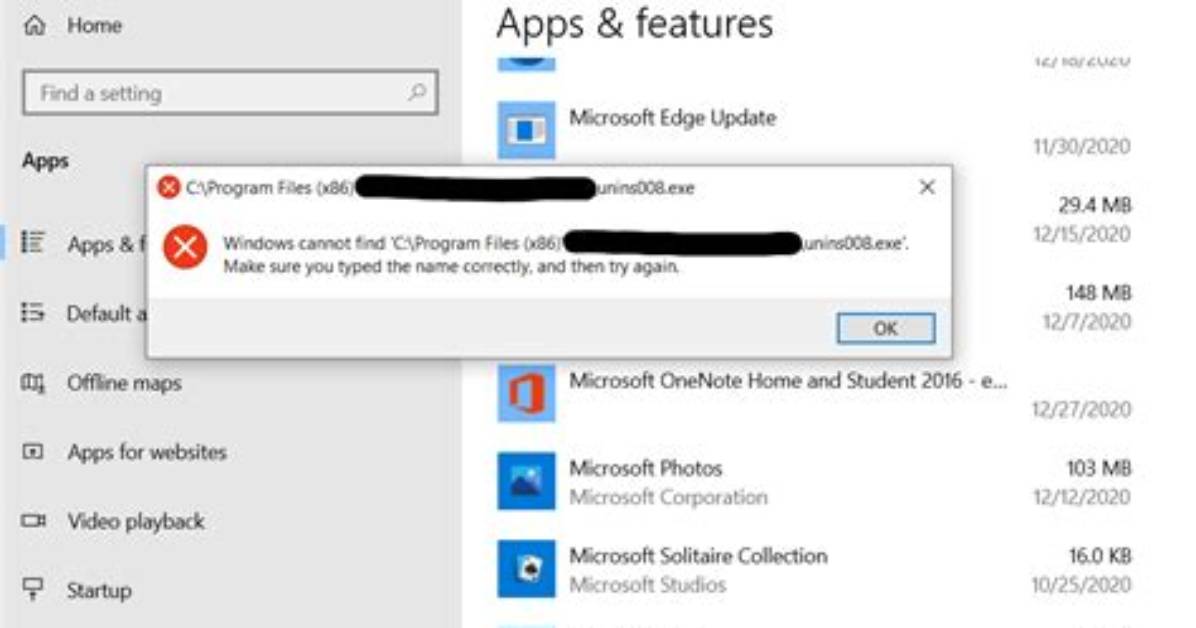 Remove Entry from Windows 10 Apps & Features