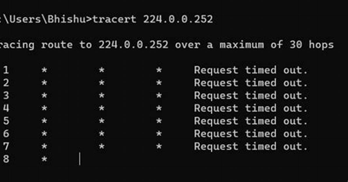"Request Timed Out" Using Tracert