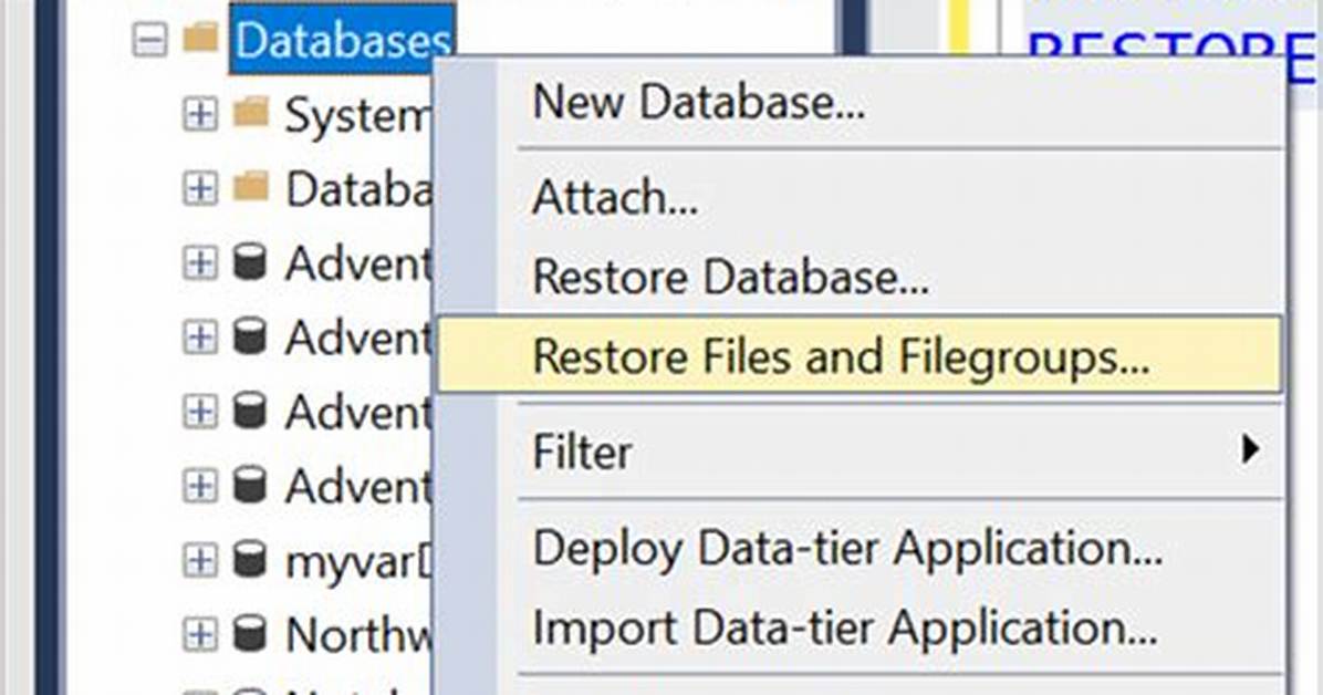 Restoring Sql Server Database From. Ss File