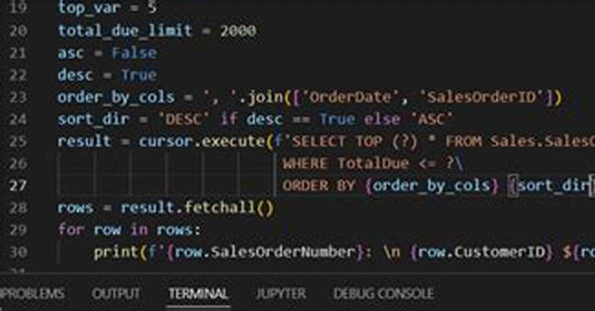 Retrieving Data from Sql Using Pyodbc