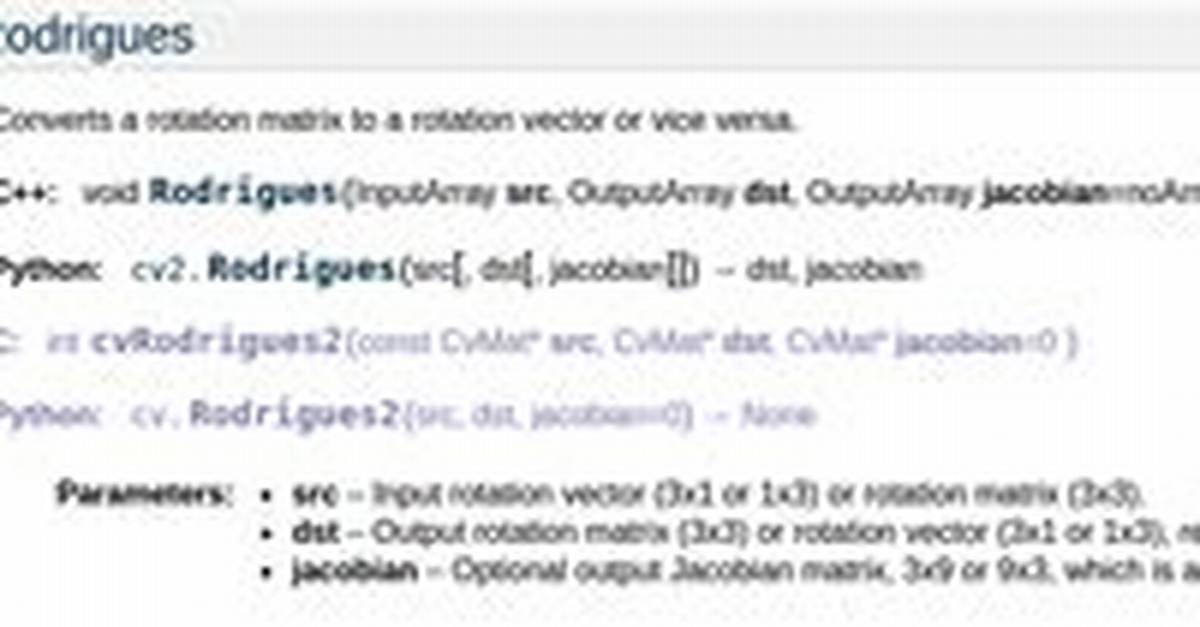 Rodrigues Function in Python Version Opencv Not Working