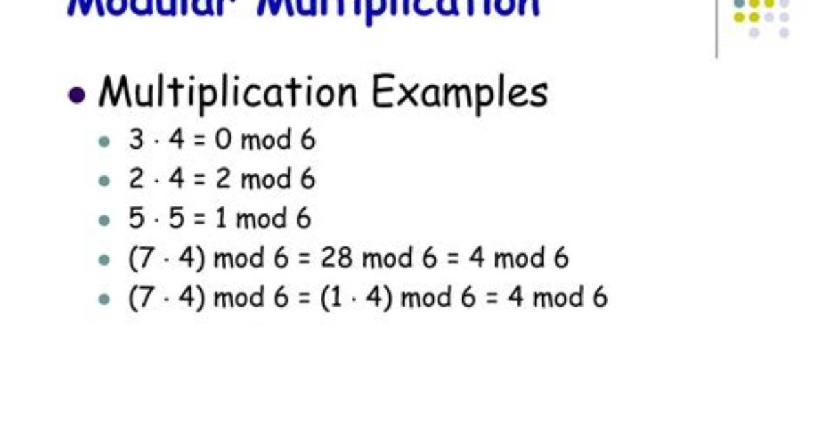 Rules for Modulus and Multiplication