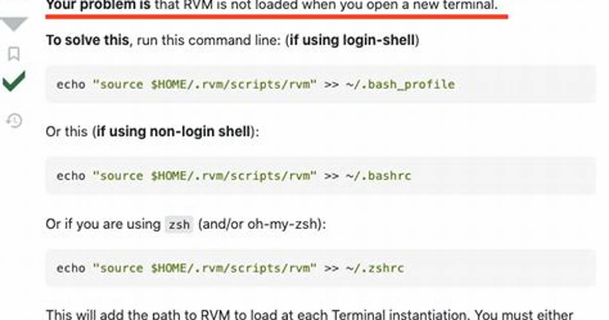 Rvm Command Not Working