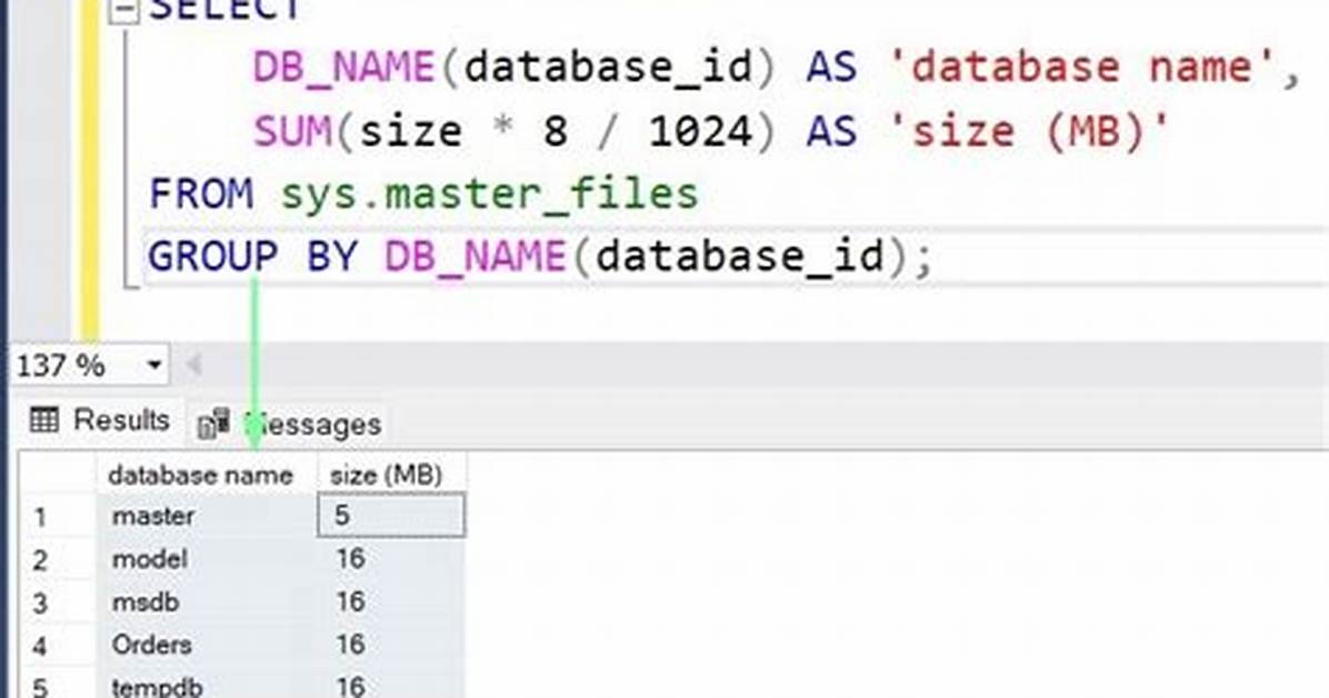 Select Sql Server Database Size
