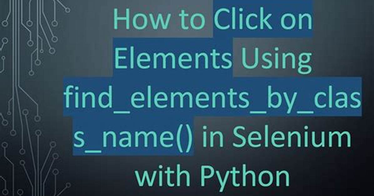 Selenium Finding Elements by Class Name in Python