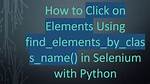 Selenium Finding Elements by Class Name in Python
