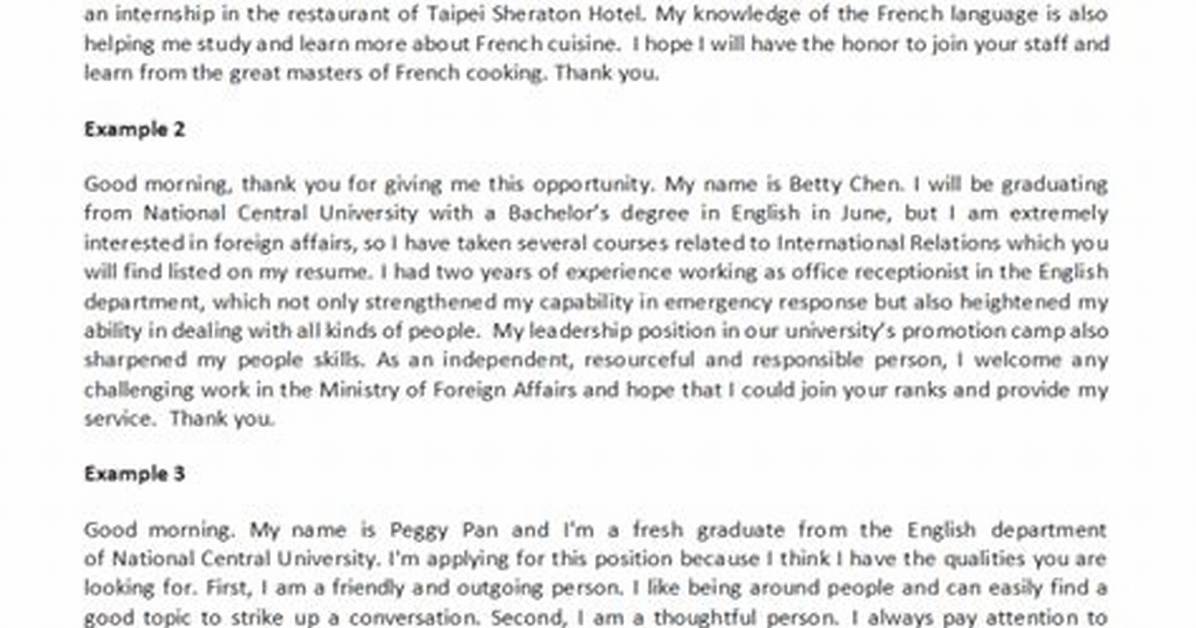 Self Introduction Speech