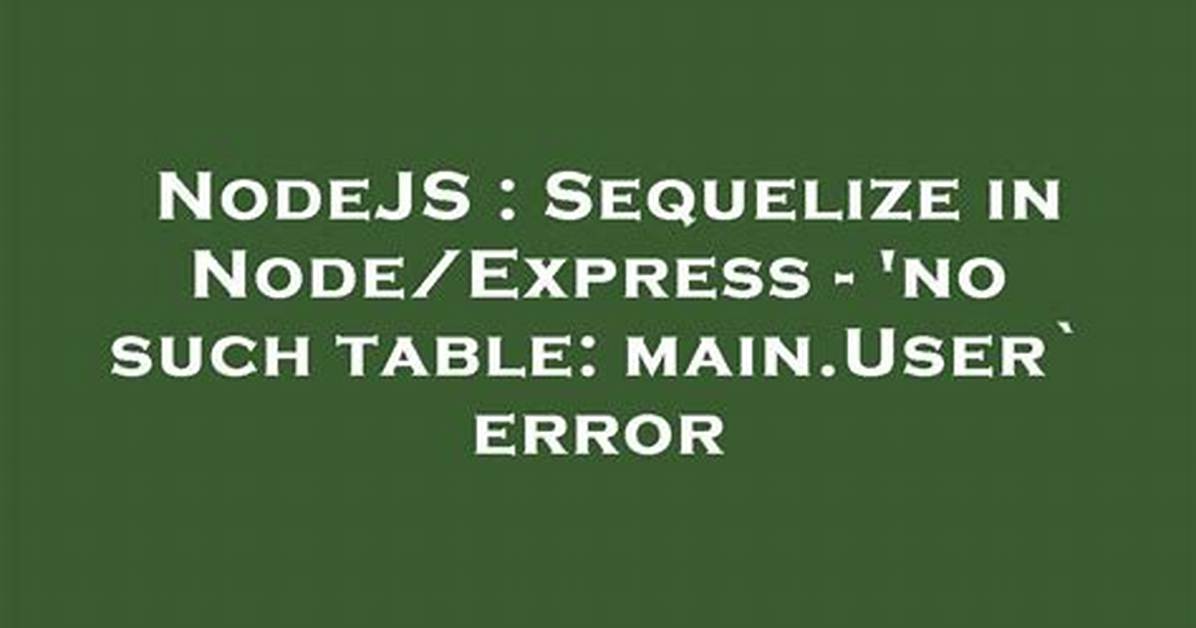 Sequelize in Node/Express - 'No Such Table: Main. User` Error