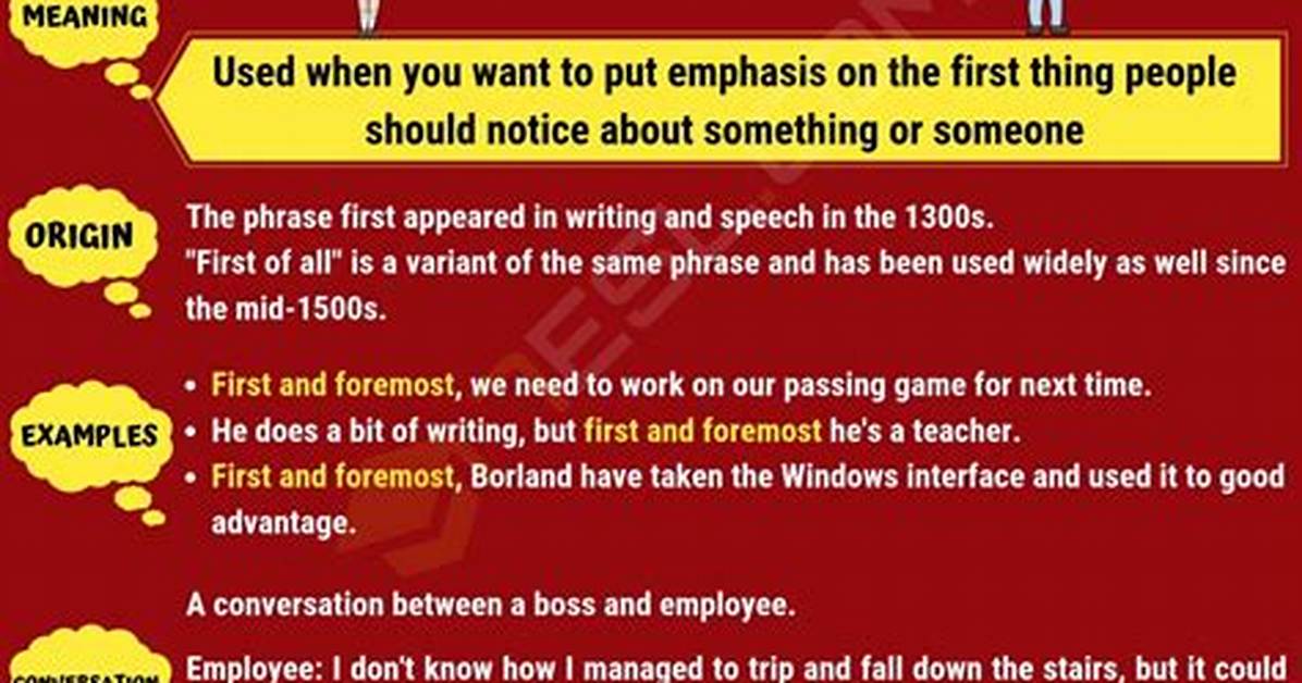 Should First and Foremost?