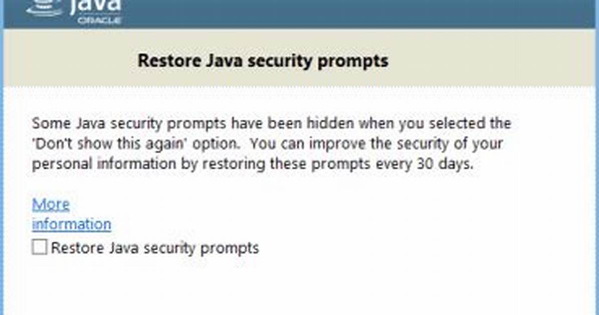Should I Restore Java Security Prompts?