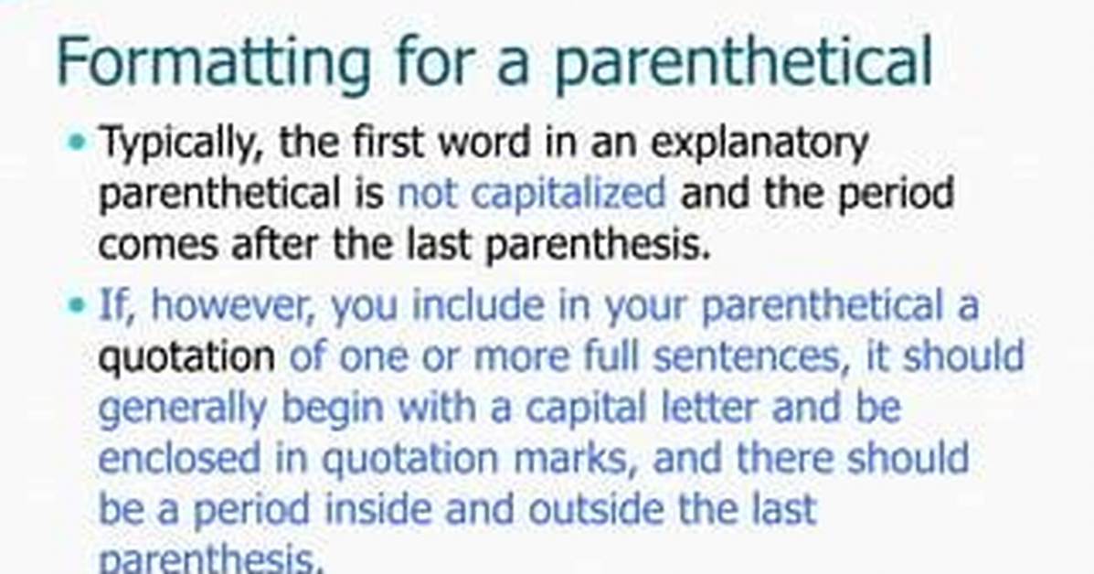 Should Parenthetical Elements Be Capitalized?