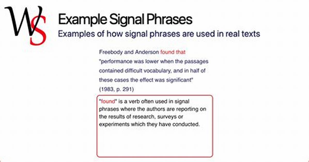 Signal Phrase Example