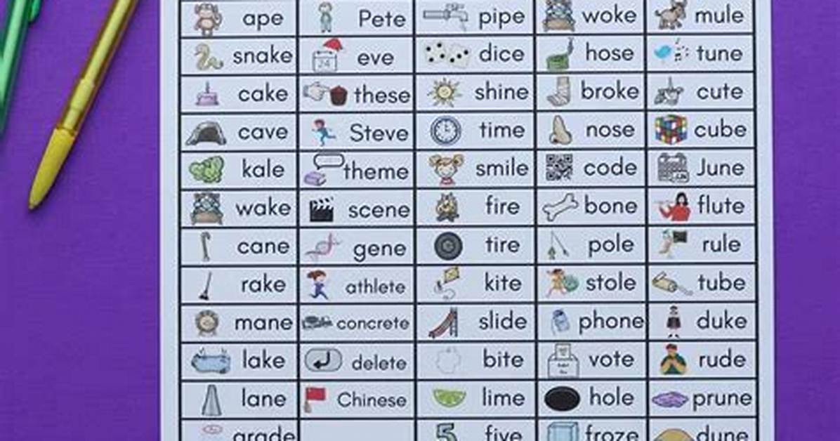Silent E Words with Long E