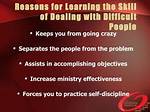 Skill in Dealing with Difficult Issues