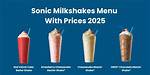 Sonic Milkshake Menu