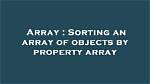 Sorting an Array of Objects by Property Values