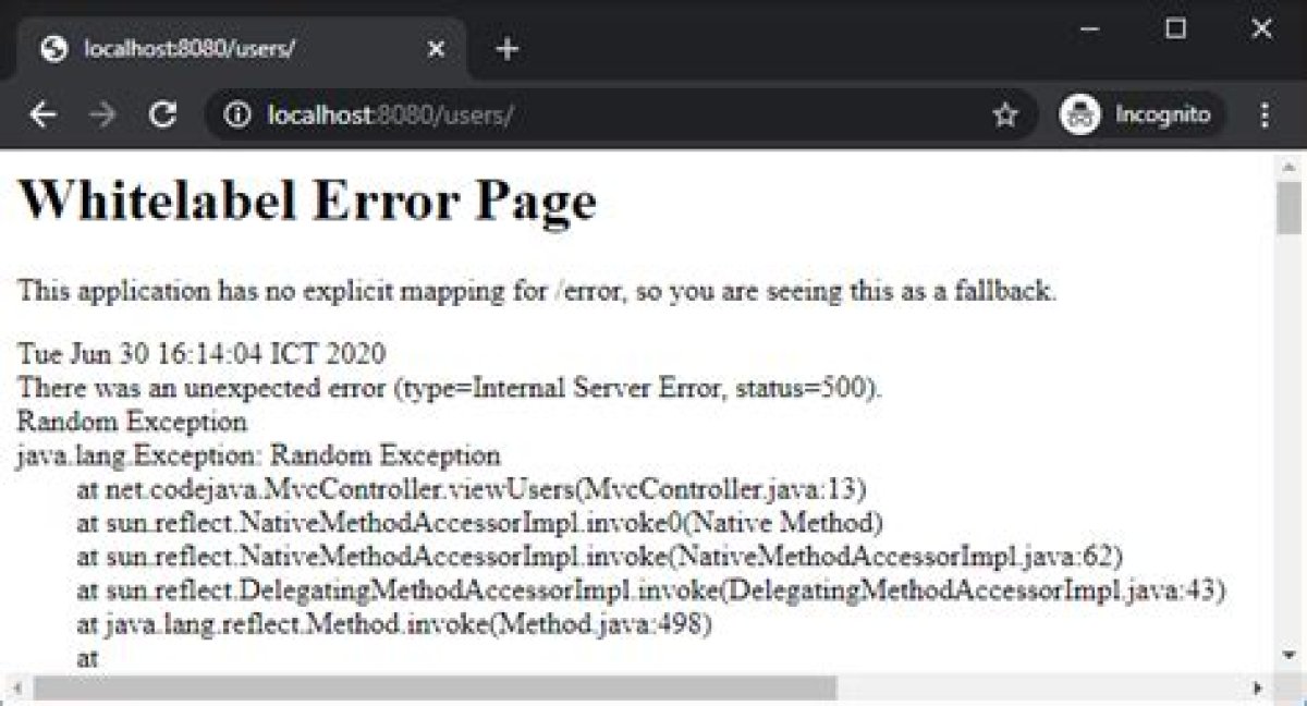 Spring Boot Remove Whitelabel Error Page