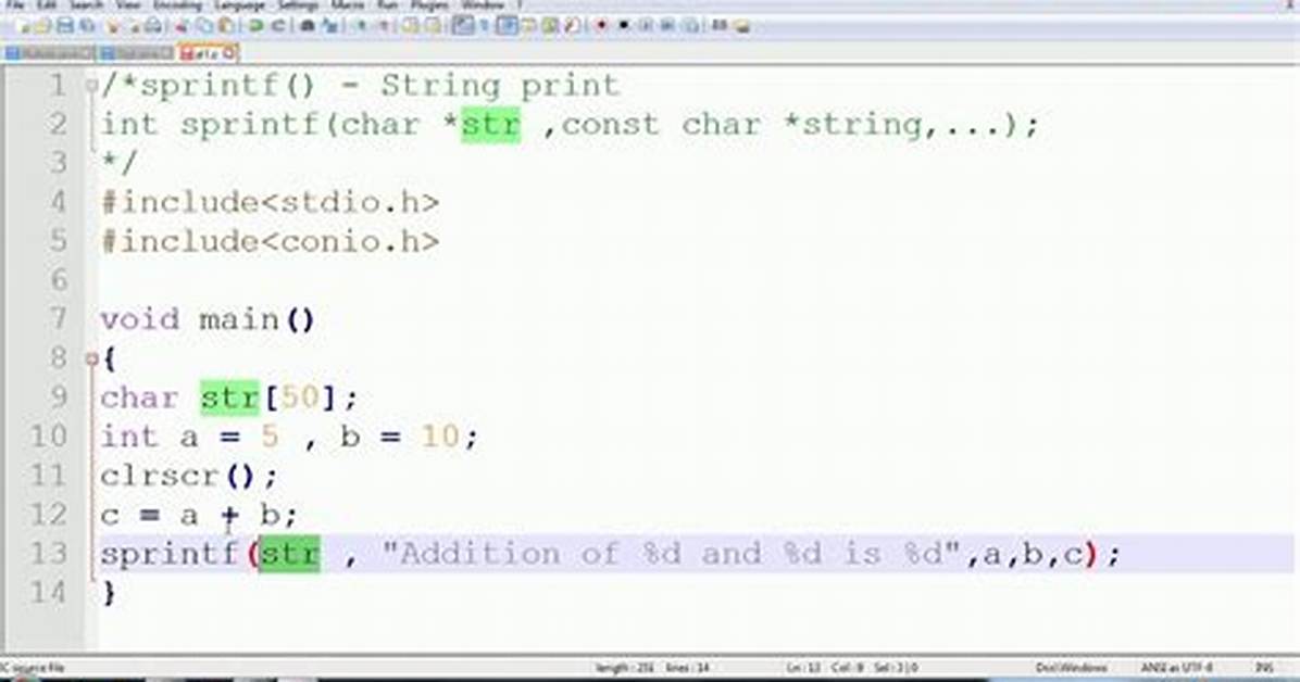 Sprintf in C