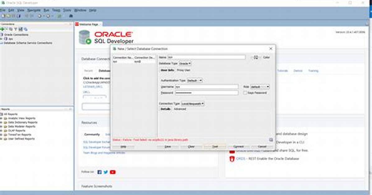 Sql Developer Problem. No Ocijdbc21 in Java. Library. Path
