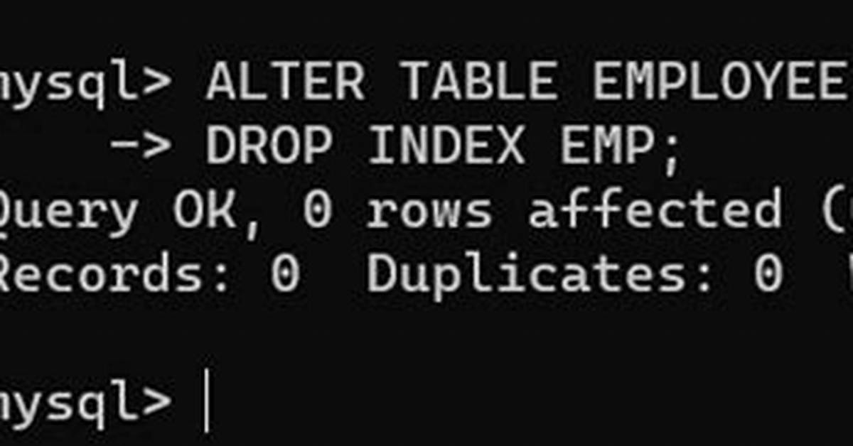 Sql Drop Index