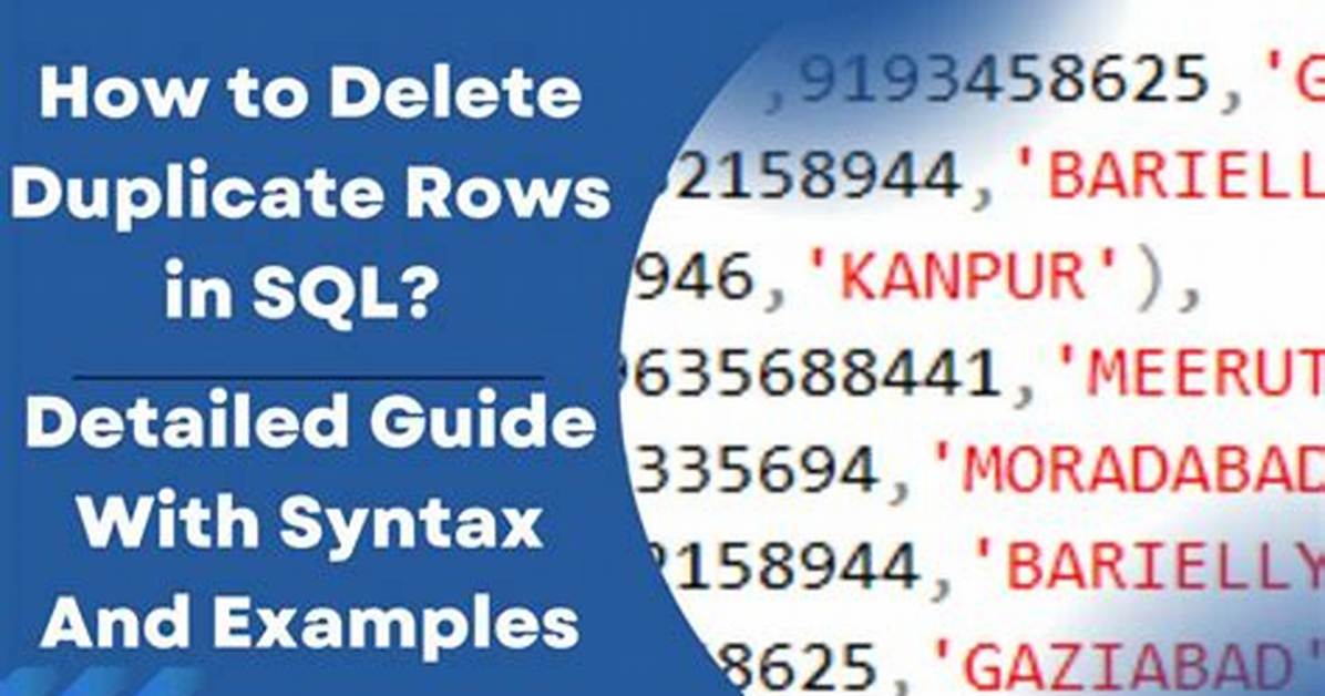 Sql Remove Duplicates