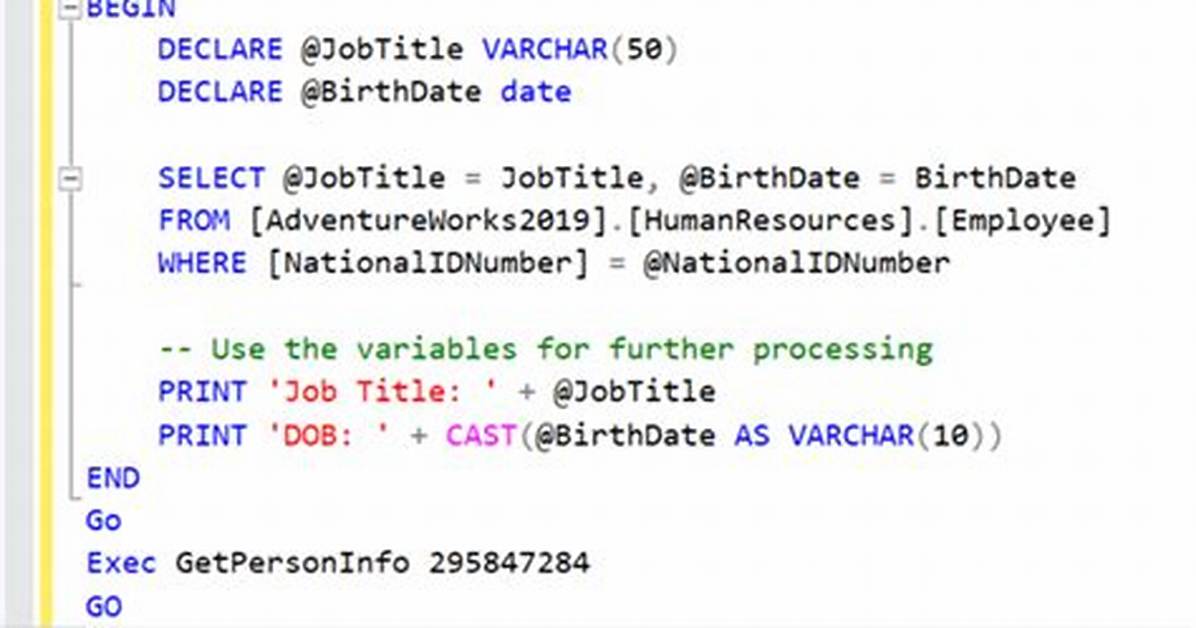 Sql Server Procedure Declare a List