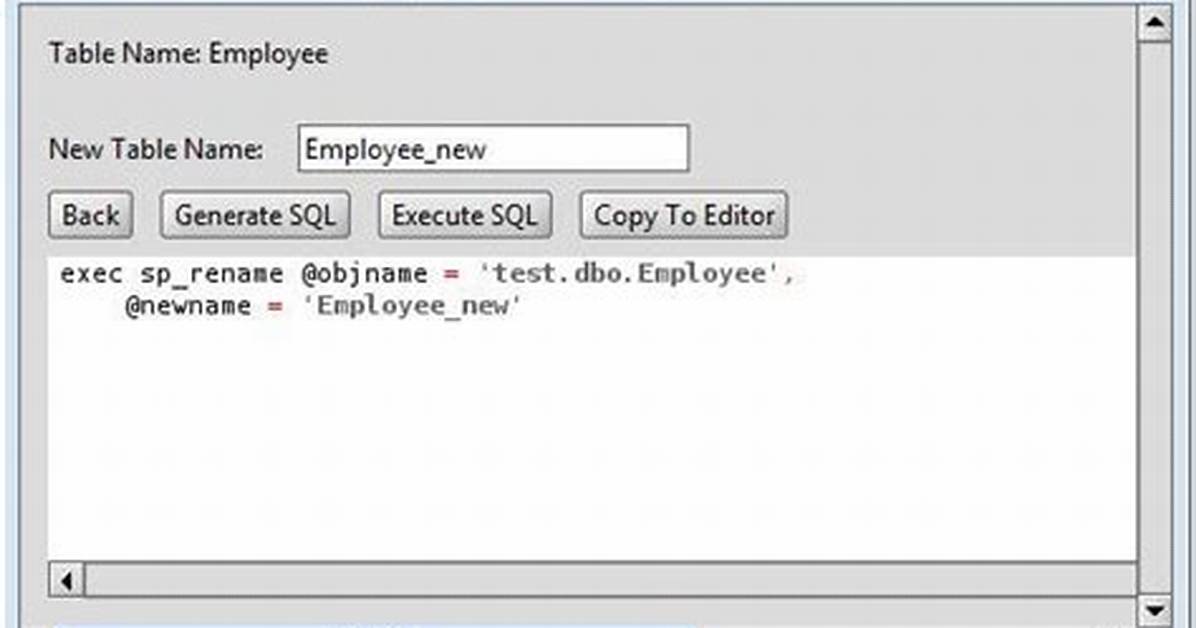 Sql Server Rename Table