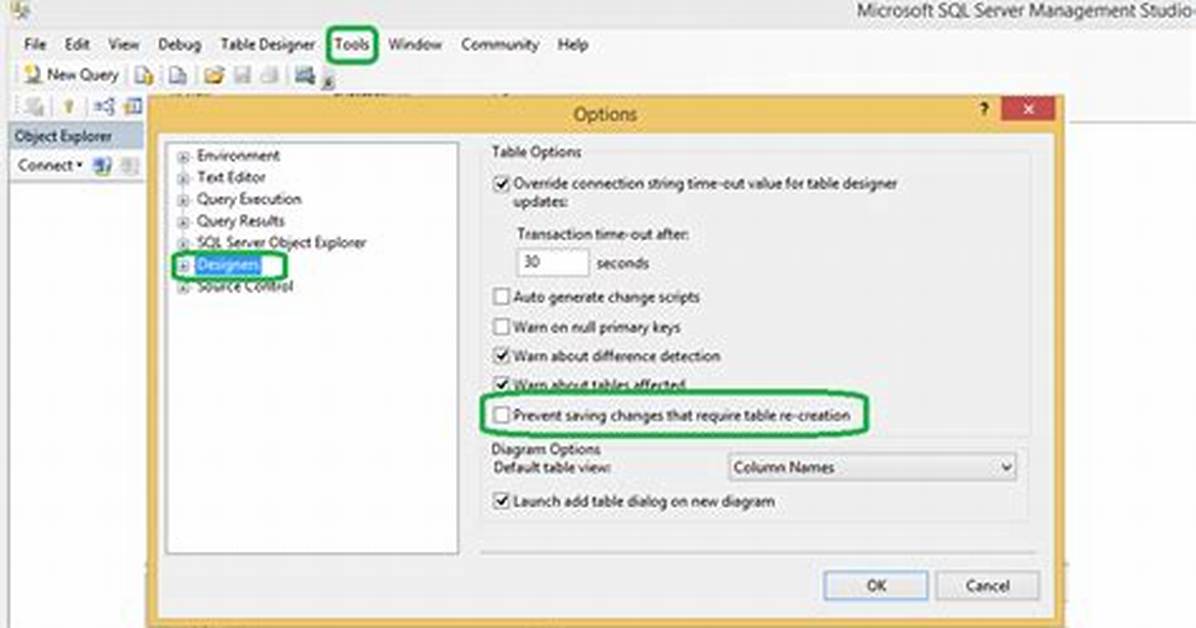 Sql Server 'Saving Changes Is Not Permitted' Error ► Prevent Saving Changes That Require Table Re-Creation