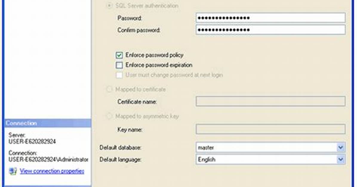 Sql Server Username and Password