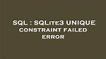 Sqlite3 Unique Constraint Failed Error
