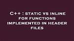 Static Inline Functions in a Header File