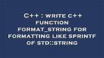 Std: :String Formatting Like Sprintf