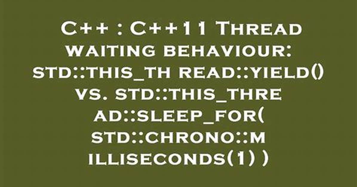 Std: :This_Thread: :Yield() vs Std: :This_Thread: :Sleep_For()