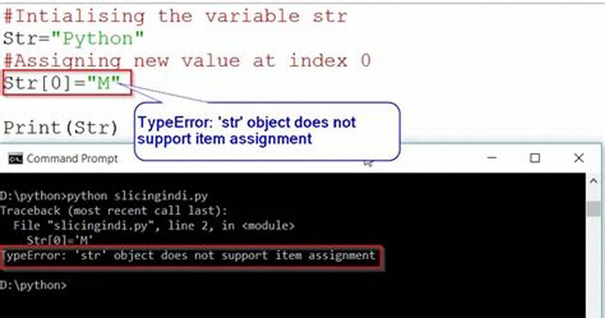 'Str' Object Does Not Support Item Assignment
