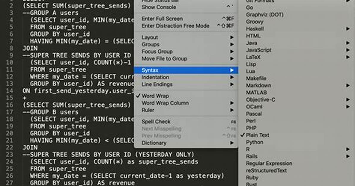 Sublime Text: How to Correct Sql Server Syntax