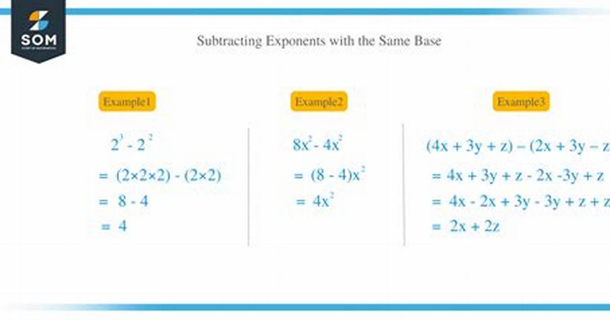 Subtracting Exponents with Same Base