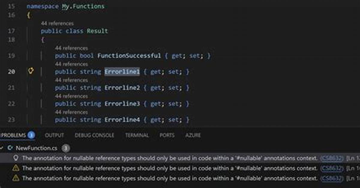 The Annotation for Nullable Reference Types Should Only Be Used in Code Within a '#Nullable' Context
