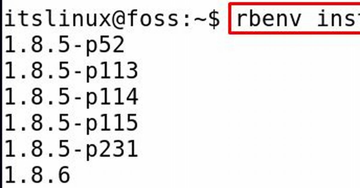 The Command Rbenv Install Is Missing