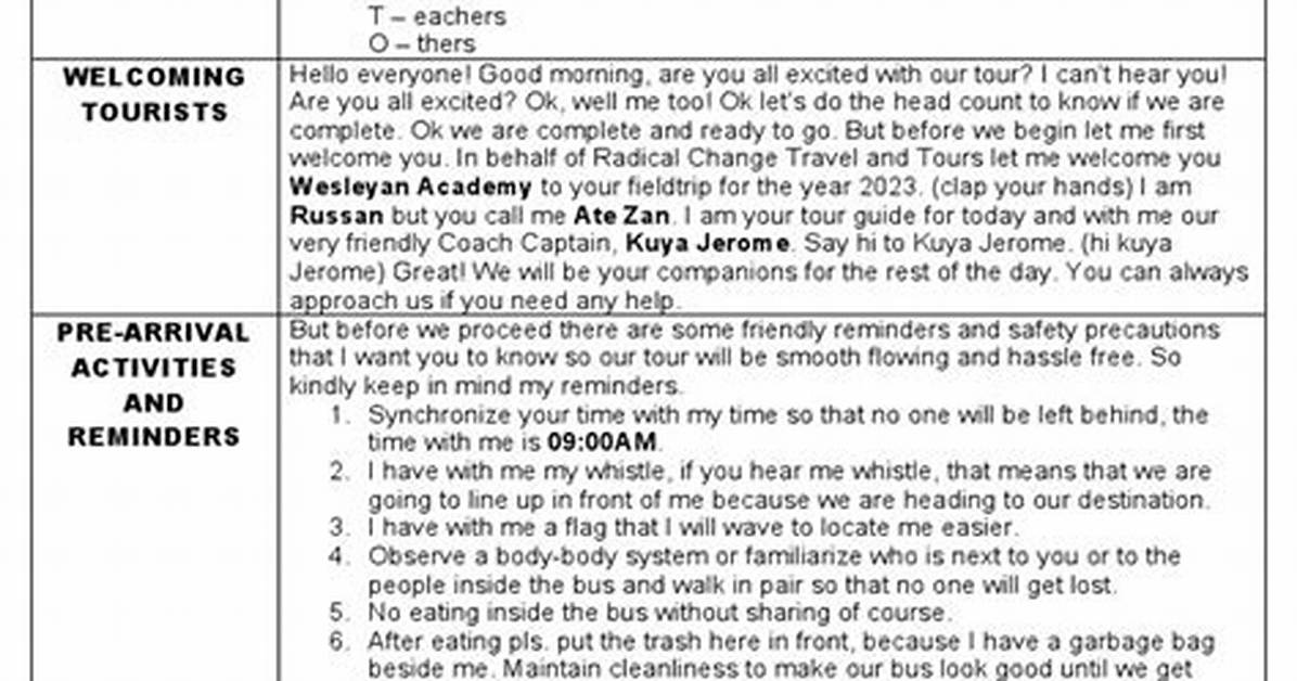 Tour Guide Script