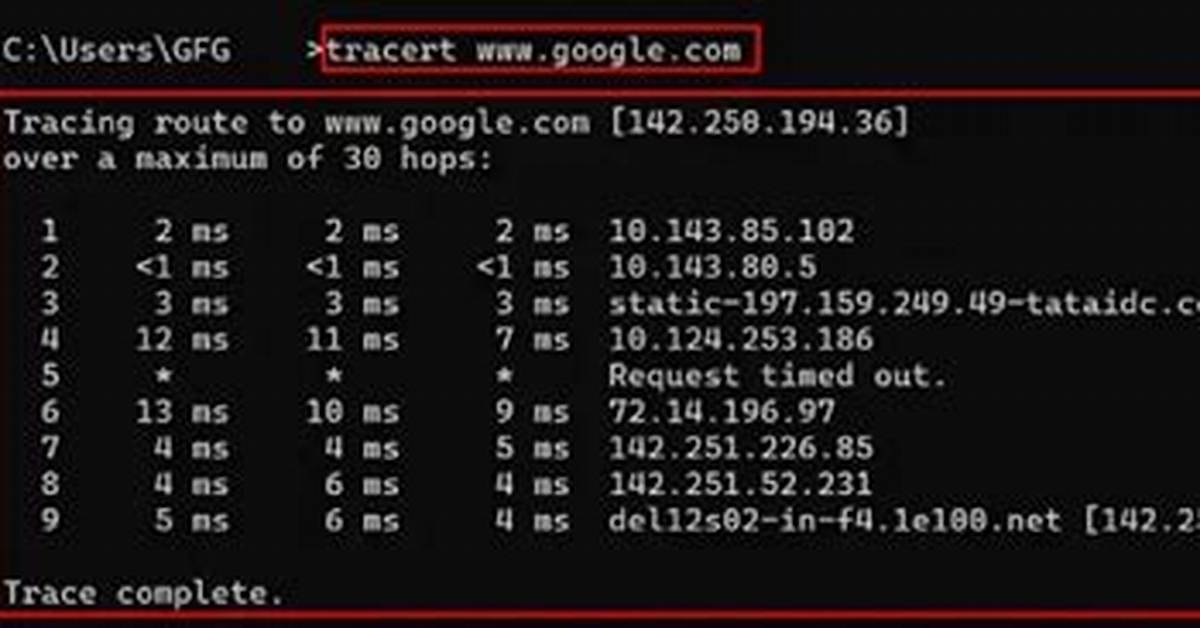 Tracert Command Returns Timed Out